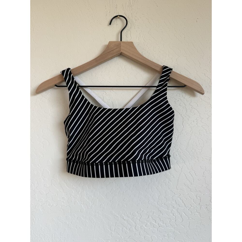 Lululemon Energy Sports Bra Black And White Stripe Strappy Size 6